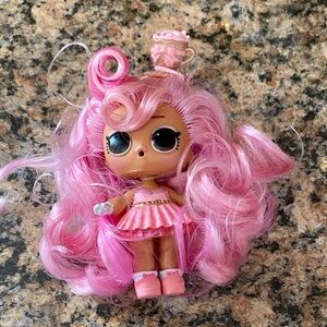 Pink Curly-Haired Fashion Doll with Tea Cup Headband
